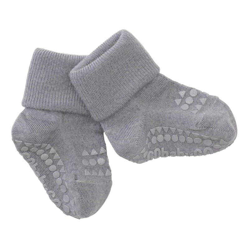 GoBabyGo - wełniane antypoślizgowe skarpetki do nauki chodzenia WOOL Grey Melange 6-12 m-cy