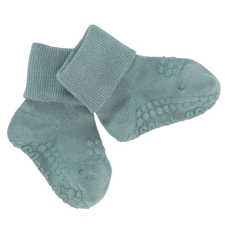 GoBabyGo - antypoślizgowe skarpetki do nauki chodzenia BAMBOO Dusty Blue 6-12 m-cy