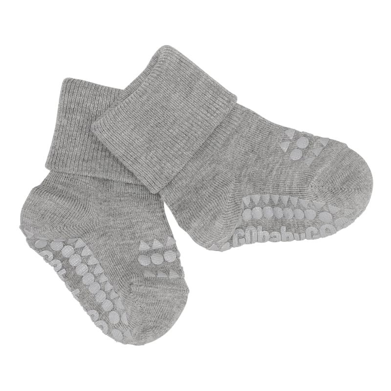 GoBabyGo - antypoślizgowe skarpetki do nauki chodzenia BAMBOO Grey Melange 6-12 m-cy