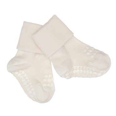 GoBabyGo - antypoślizgowe skarpetki do nauki chodzenia BAMBOO Off-White 6-12 m-cy