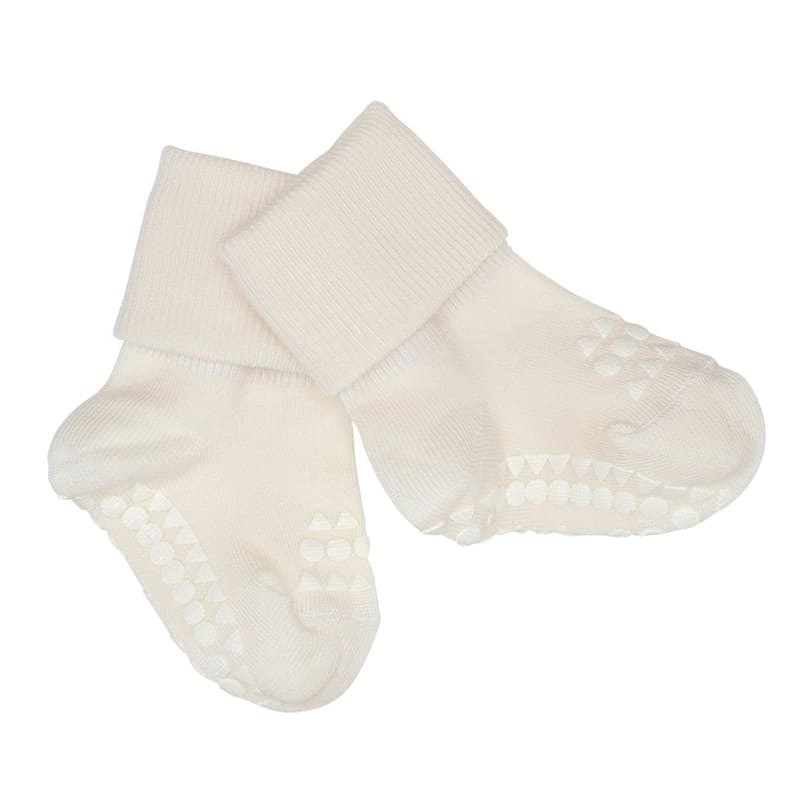 GoBabyGo - antypoślizgowe skarpetki do nauki chodzenia BAMBOO Off-White 6-12 m-cy