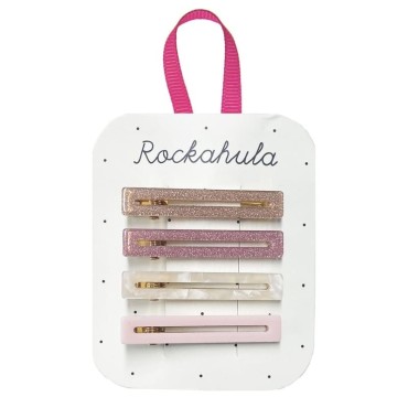 Rockahula Kids - 4 spinki do włosów Retro Acrylic Bar Pink