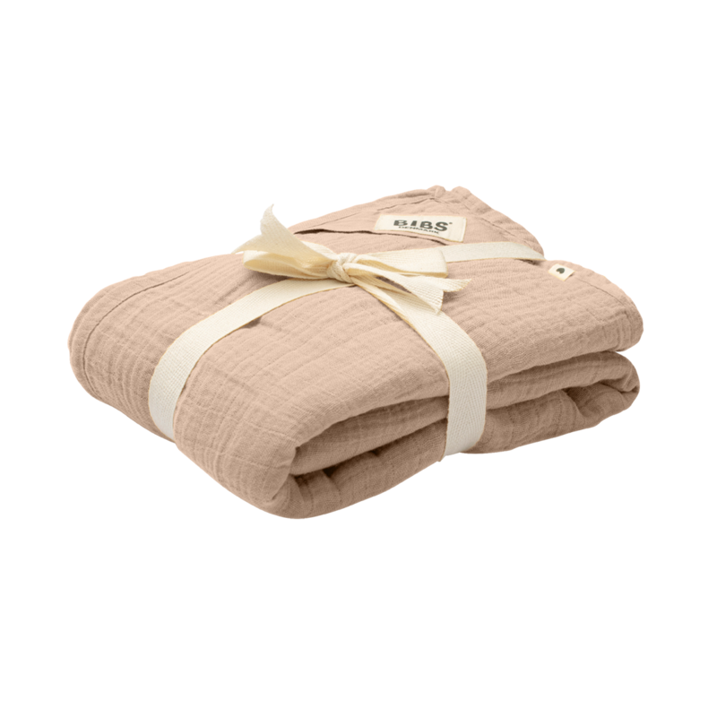 BIBS MUSLIN SWADDLE Kocyk muślinowy 100% ORGANIC COTTON BLUSH 120 x 120 cm