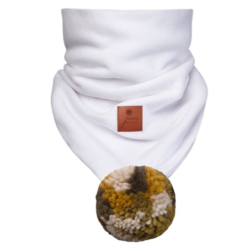 Pom Pom - chusta bandana zimowa ALPACA BOHO White Green M