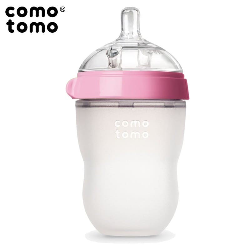 COMOTOMO - Antykolkowa Butelka silikonowa MOM'S BREAST 250 ml Pink BABY