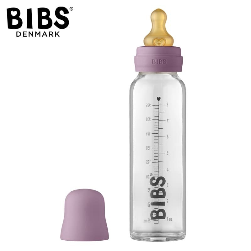 BIBS BABY GLASS BOTTLE MAUVE Antykolkowa Butelka Szklana dla Niemowląt 225 ml