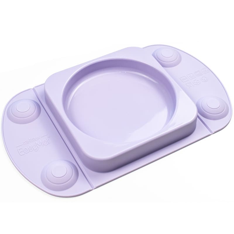 EasyTots - EasyMat Mini Max 2in1 silikonowy talerzyk z podkładką - lunchbox LILAC