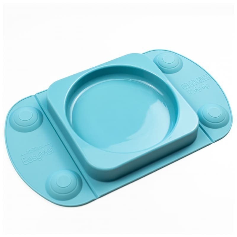 EasyTots - EasyMat Mini Max 2in1 silikonowy talerzyk z podkładką - lunchbox TEAL