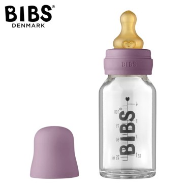 BIBS BABY GLASS BOTTLE MAUVE Antykolkowa Butelka Szklana dla Noworodków 110 ml