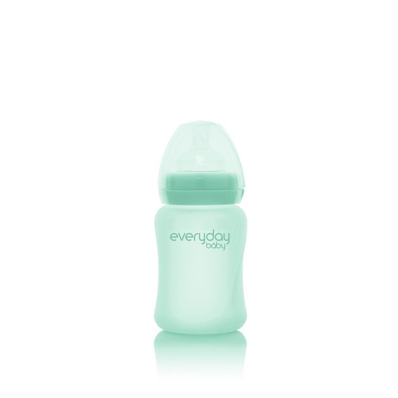 Szklana butelka ze smoczkiem S,150 ml, miętowa, Everyday Baby