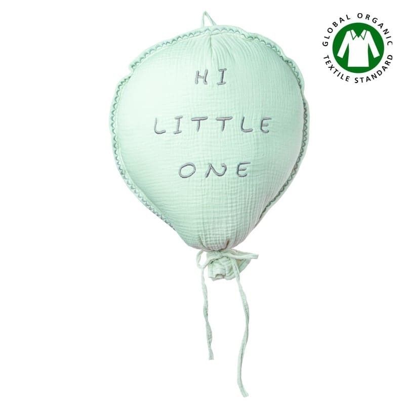 Hi Little One - Poduszka dekoracyjna z organicznego oddychającego BIO  muślinu GOTS BALOON MINT