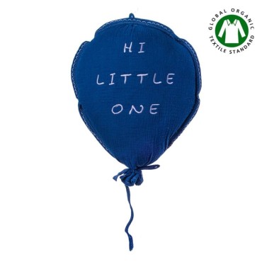 Hi Little One - Poduszka dekoracyjna z organicznego oddychającego BIO  muślinu GOTS BALOON NAVY