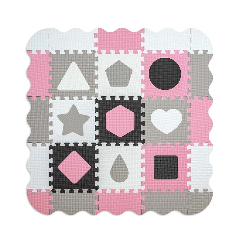 MILLY MALLY Mata piankowa puzzle Jolly 3x3 Shapes - pink grey