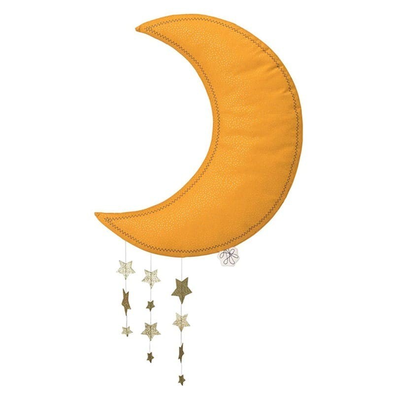 Picca LouLou - Dekoracja ścienna Sparkle Moon YELLOW with Stars 45 cm