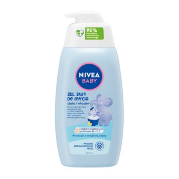 NIVEA BABY 80512 Żel 2w1 do mycia ciała i włosów z dozownikiem 500 ml