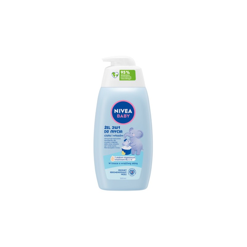 NIVEA BABY 80512 Żel 2w1 do mycia ciała i włosów z dozownikiem 500 ml