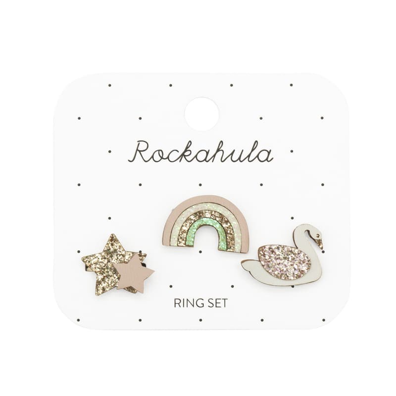 Rockahula Kids biżuteria dla dziewczynki zestaw Enchanted Rainbow And Swan Ring