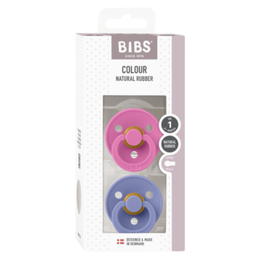 BIBS COLOUR 2-PACK BUBBLEGUM & PERI S Smoczek Uspokajający kauczuk Hevea