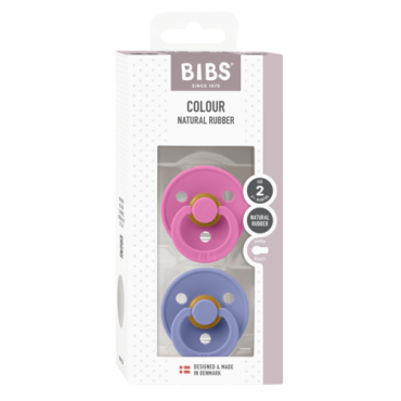 BIBS COLOUR 2-PACK BUBBLEGUM & PERI M Smoczek Uspokajający kauczuk Hevea