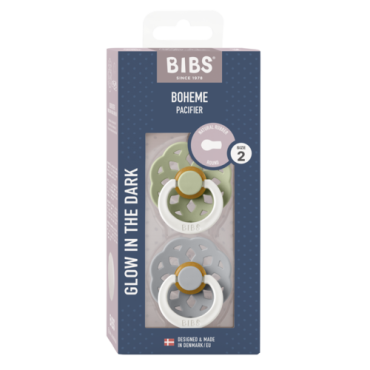 BIBS BOHEME 2-PACK SAGE NIGHT & CLOUD NIGHT M Smoczek Uspokajający kauczuk Hevea