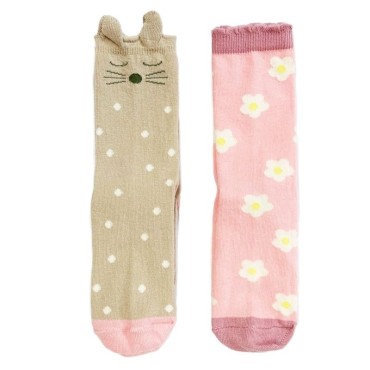 Rockahula Kids 2 pary skarpetek dla dziewczynki Flora Bunny roz 20-23 cm