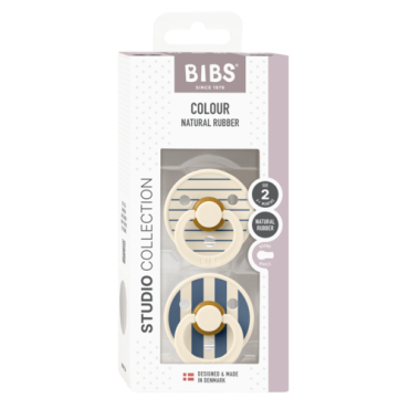 BIBS STUDIO COLOUR 2-PACK PIN IVORY & STEEL BLUE M Smoczek uspokajający kauczuk Hevea