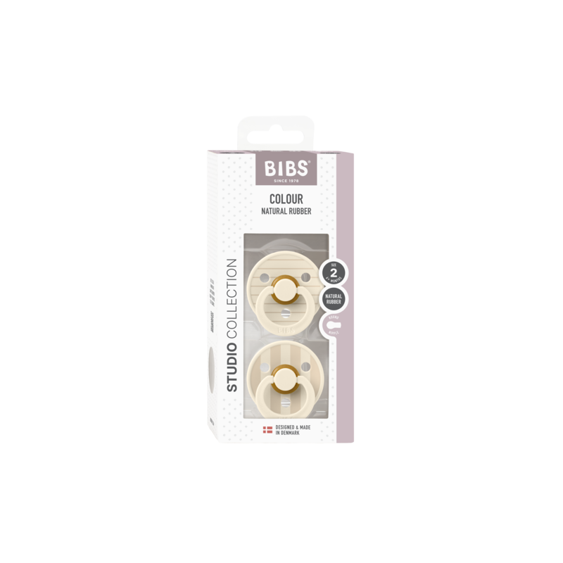 BIBS STUDIO COLOUR 2-PACK PIN IVORY & VANILLA M Smoczek uspokajający kauczuk Hevea