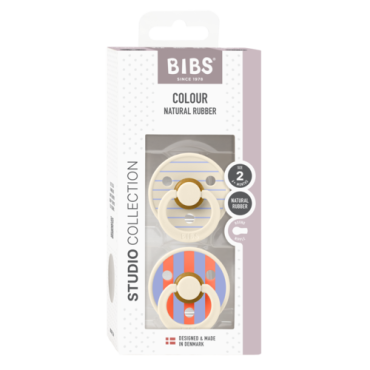 BIBS STUDIO COLOUR 2-PACK PIN IVORY & HUSH M Smoczek uspokajający kauczuk Hevea