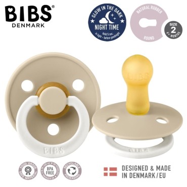 BIBS COLOUR 1 PACK VANILLA NIGHT  M Smoczek Uspokajający kauczuk Hevea