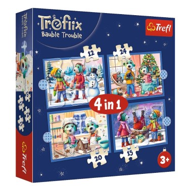 TREFL34657 Puzzle 4w1 U Treflików pada śnieg