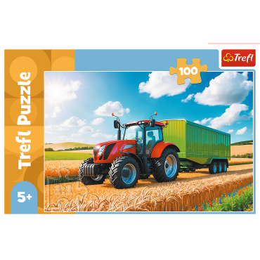 TREFL 16494 Puzzle 100 Maszyny rolnicze - traktor z przyczepą