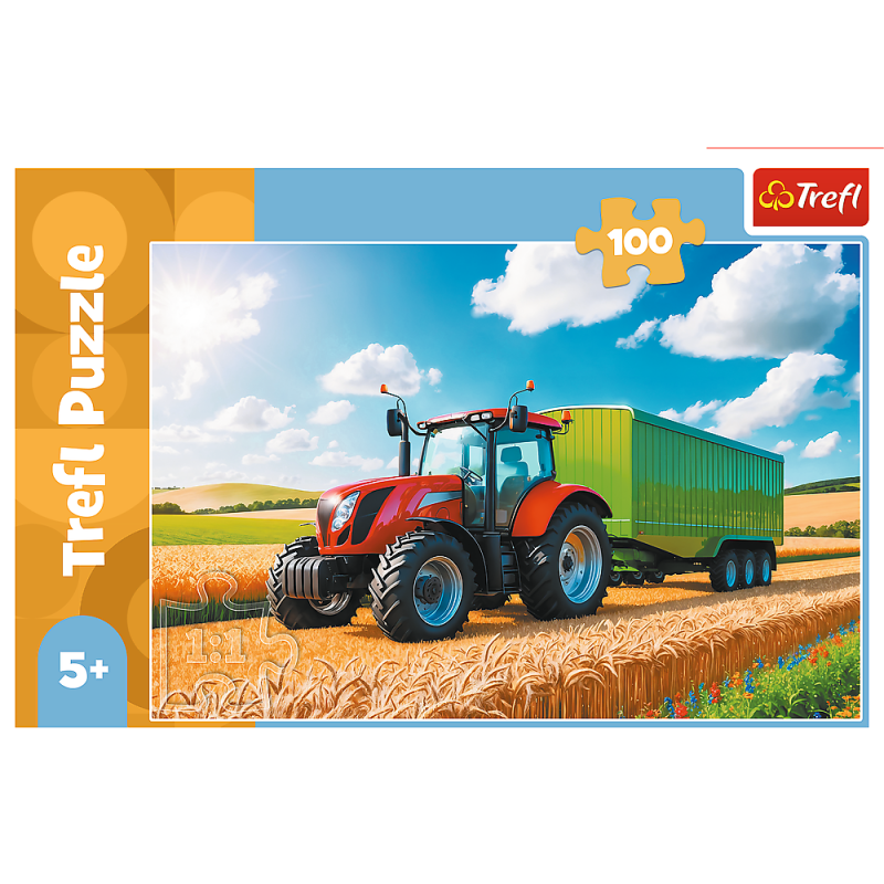TREFL 16494 Puzzle 100 Maszyny rolnicze - traktor z przyczepą