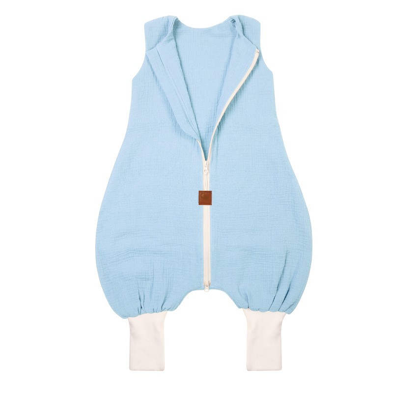 Hi Little One śpiworek do spania z nogawkami TOG 1,0 muślin Baby blue roz S