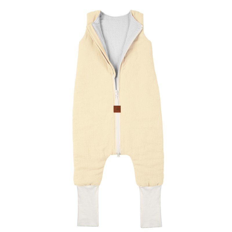 Hi Little One śpiworek dwustronny z nogawkami TOG 1,5 BIO muślin SLIM BAG CREAM/WHITE roz M