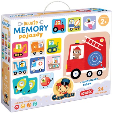 CzuCzu 6706476 Układanka edukacyjna Memory duuuże pojazdy
