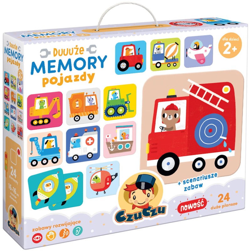 CzuCzu 6706476 Układanka edukacyjna Memory duuuże pojazdy