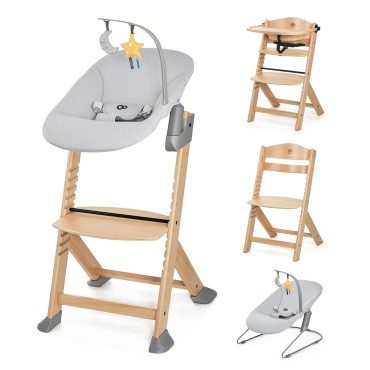 KINDERKRAFT Krzesełko do karmienia ENOCK + bujaczek CALMEE GREY 26466