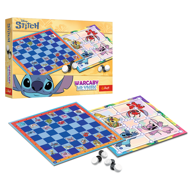 TREFL 02799 Gra Warcaby i Młynek Lilo & Stitch