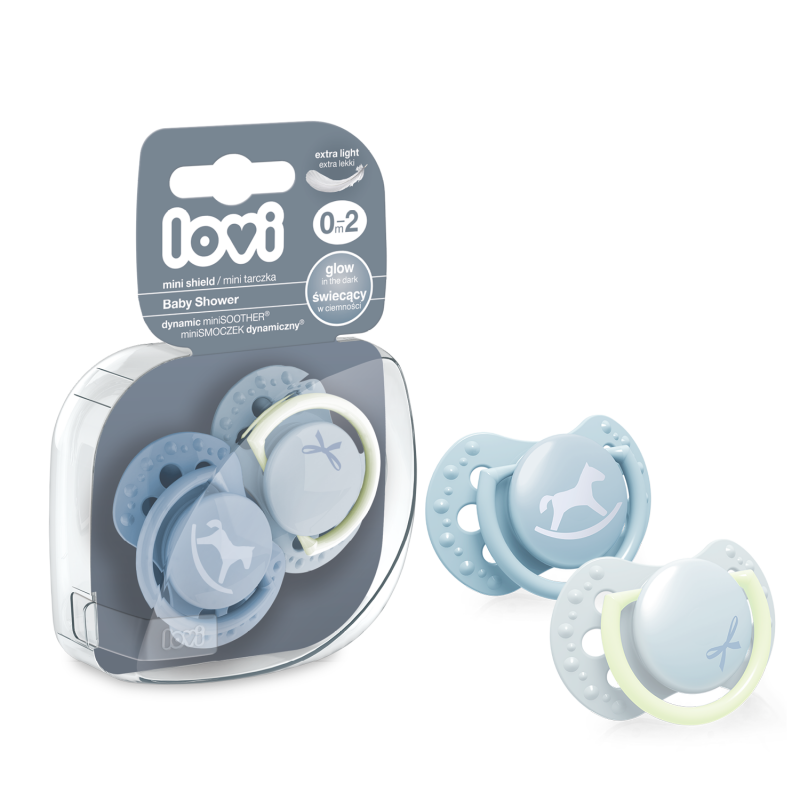 LOVI 22/900 Smoczek silikonowy dynamiczny 0-2m 2 szt Baby Shower Boy