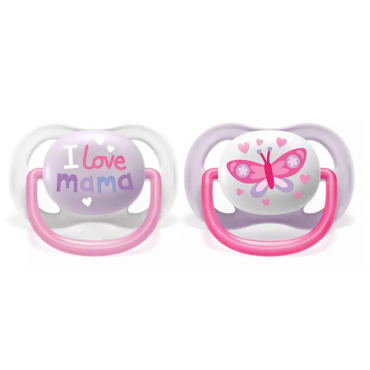 AVENT SCF080/02 Smoczek Ultra Air Happy 0-6M dziewczynka I love mama/motyl