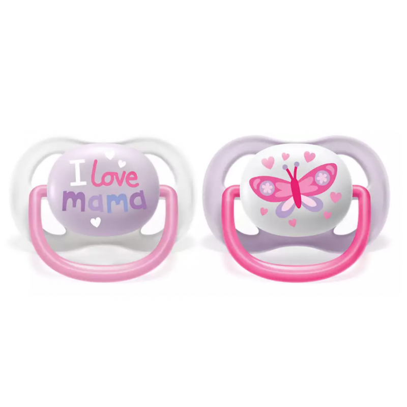 AVENT SCF080/02 Smoczek Ultra Air Happy 0-6M dziewczynka I love mama/motyl